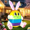 5FT Easter Inflatables Outdoor Decoration Colorful Egg with Bunny Ears,