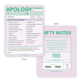 1-Count Knock Knock Apology Nifty Note, Sorry Memo & Apology Note Checklist Pad (Pastel), 4 x 5.25-inches