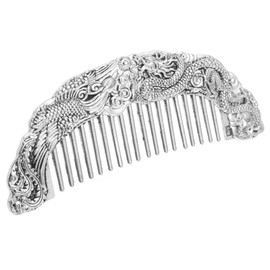 Baluue Retro Dragon Phoenix Silver Comb Stylish Hair Ornament Comb Wide Tooth Detangling Hair Styling Accessory for Women Men