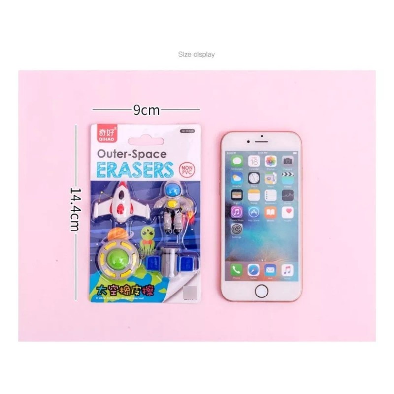 papelería laxia 4 Sets De Gomas Espaciales Astronauta Premium 4pz