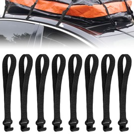 8 Pcs Rooftop Cargo Tie Down Hook Straps Roof Rack Straps with Metal Hook Cargo Tie Hook Straps Car Roof Cargo Carrier Door Hooks for Car Top Luggage
