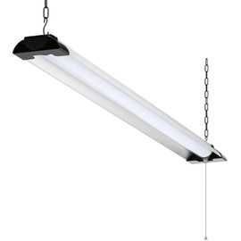 4FT LED Shop Light, 10000 Lumens 84W, Aluminum Shop Light Fixture, 5000K Cool White, Pull Chain, Plug-in Cord, Hanging or Flush Mount, ETL Listed for Garage Workshop Basement Warehouse Black
