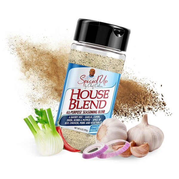 Spiced Up by Chef Calvin - Condimento multiusos con hierbas y especias naturales, mezcla de chefs de condimento salado para carne y verduras, mezcla de condimentos versátil para la casa, 6 oz/170 g