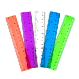 Desenda 5 PCS 15 cm / 6 Inch Clear Plastic Colorful Rulers See Through with Inches and Centimeters Lightweight Small Ruler School and Office Supplies Assorted Colors