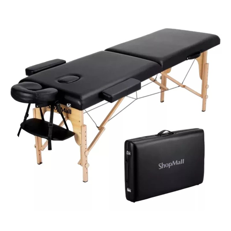 ShopMall Camilla portátil spa de madera color negro ShopMall Cama