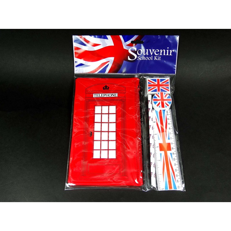 London Red Telephone Box School Kit with Union Jack Pencil