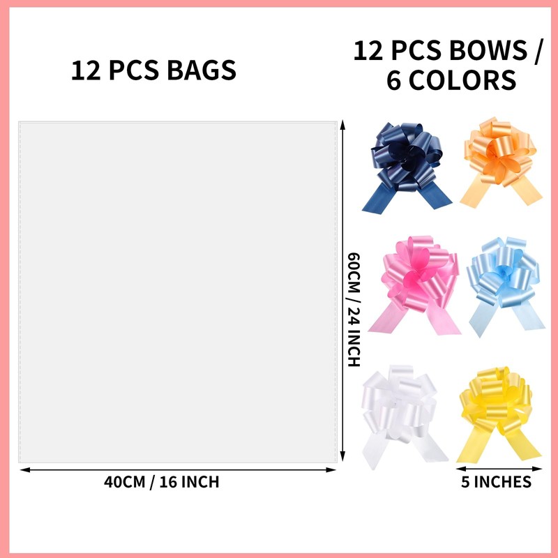 woric 12 PCS Clear Cellophane Gift Bags 16x24 Inch Easter