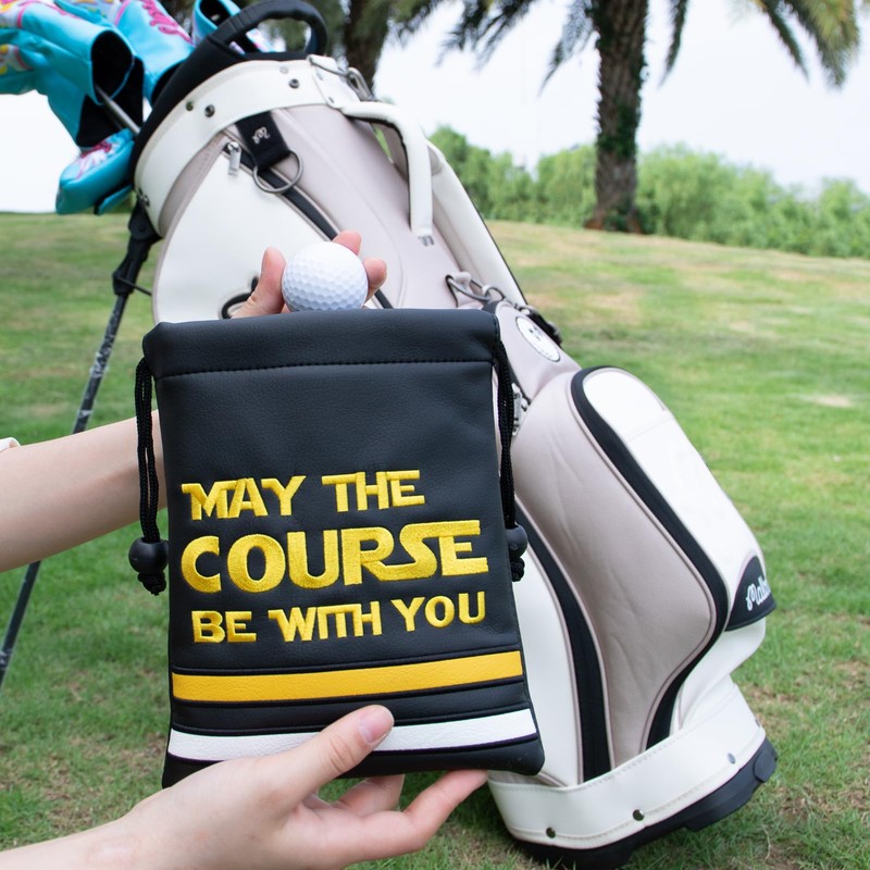 Aliennana Golf Valuables Pouch, Leather Golf Tee Pouch with Drawstring