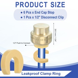 PATIKIL 2 Pcs End Cap Stop Valve 1/2" Compression Water Shut Off Valve with 1/2" Disconnect Clip for Faucet Toilet Pex Copper Cpvc Pipe Brass, Gold