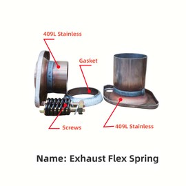 SUISFLXGRO Exhaust Flex Spring Flanges 100% 409L Stainless, Spring Joint For Aftermarket (2.5"X6")