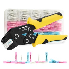 SN-02H Wire Crimping Tool Kit For Heat Shrink Connectors with 130PCS(3Colors/3Sizes) BHT Heat Shrink Butt Connectors Electrical Crimping Tool AWG26-14