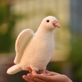 LuLezon Realistic White Dove Plush -24cm Peace Dove Stuffed Animal - Plushy and Squishy Pillow Toy - Cute Pigeon Bird Plushie Toys Gift for Boys and Girls