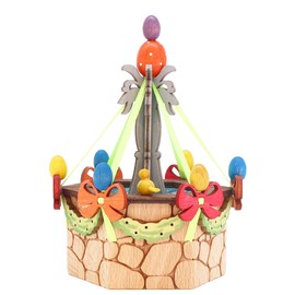 Drechslerei Kuhnert Easter Decoration / Easter Bunny "Easter Fountain" 10 x 10 x 13 cm, Made of the Finest Wood, for a Charming Easter Party or a Permanent Decoration, Wooden Art Made in Germany