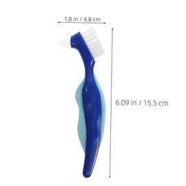 PACKOVE 2Pcs Portable Denture Brushes Double Sided Toothbrush for Denture Cleaning Care Ergonomic Handle Fine Bristles Travel Friendly Oral Hygiene Tool for Seniors