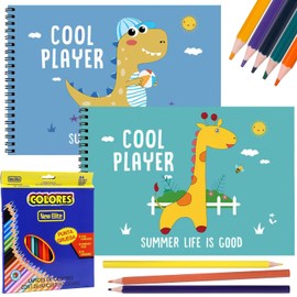 RNHDLY 2 Stück Skizzenbuch A4 Kinder, Zeichenblock Kinder mit Spiralbindung 100 g/m² Malpapier Kinder mit 24 Buntstifte zum Zeichnen Kritzeln Schreiben Skizzieren(60 Seiten/30 Blatt)