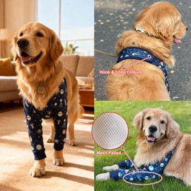 HDKUW Dog Elbow Protector for Calluses, Dog Joint Recovery Sleeve for Prevent Licking Wound, Elbow Sleeves with Mesh Pad for Medium Large Dogs (L, Universe)