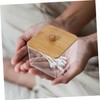 STOBAZA Makeup Cotton Organizer Container with Wooden Lid Elegant Storage