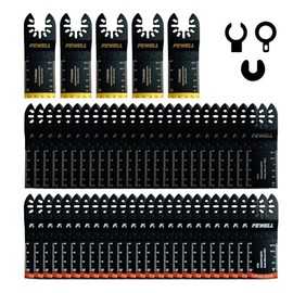 FEWELL 55PCS Oscillating Saw Blades, Universal Titanium Multitool Blades for Hard Materials, Metal, Wood, Plastic, Nails,Curved Edge Oscillating Saw Blades, Fits Most Tools
