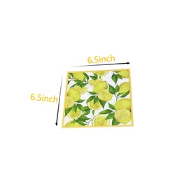 TUIC 40Pcs Lemon Paper Napkins Summer Luncheon Decorative Napkins 2-Ply Yellow Citrus Disposable Napkins Lemon Printed Square Beverage Dinner Napkin for Summer Party Supplies Table Decor 6.5""
