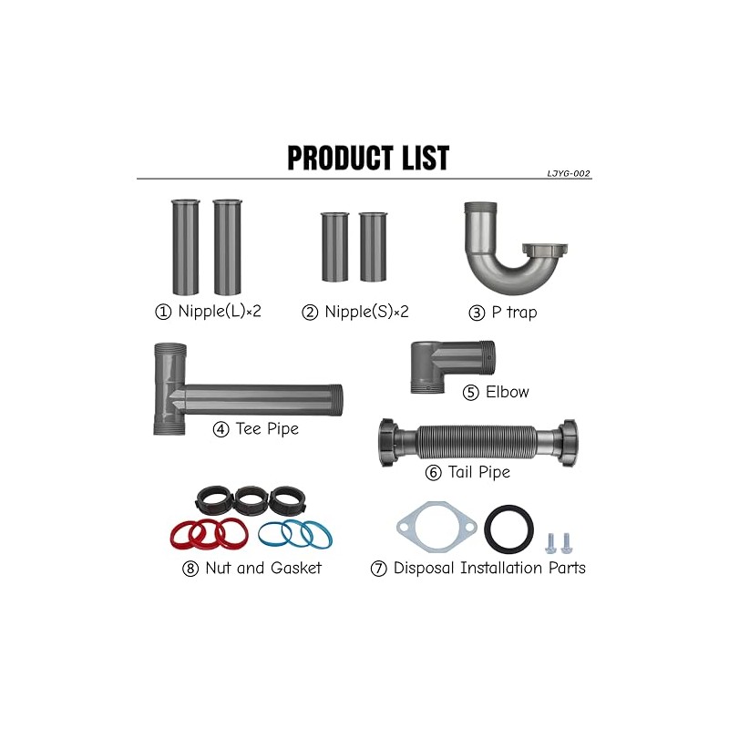 Garbage Disposal Installation Kit, Complete Kitchen Sink Drain Pipe Kit