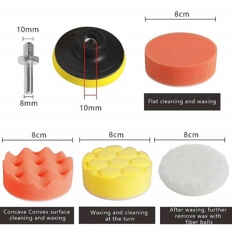 Polishing Pads Kit, Buffing Pads Car Foam Polisher Attachment for