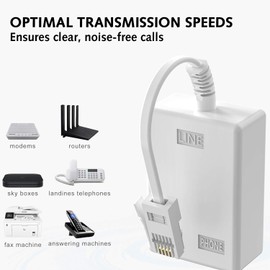 Ezranova BT Plug to ADSL RJ11 Broadband Internet Microfilter Splitter,ADSL 6P4C Filter Microfilter for Broadband/Phone,Noise-Free Internet & Phone Line Adapter for Routers, Fax, Alarms