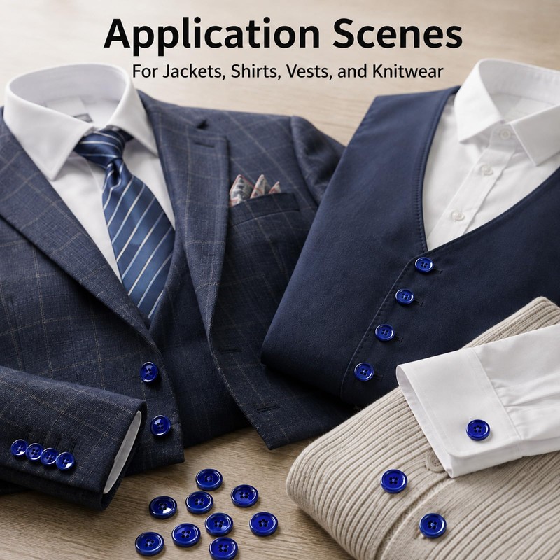 Pack of 12 Dark Blue Sew on 15mm Round Buttons