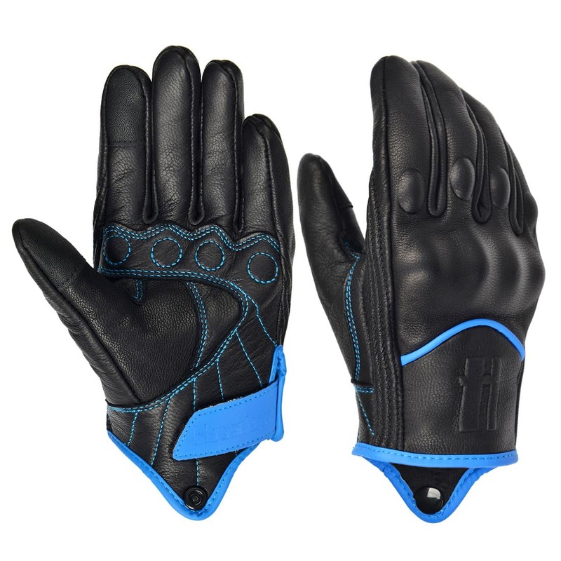 Harssidanzar Men's Full Finger Goatskin Leather Touchscreen Motorcycle Gloves GM028E