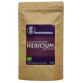 Hericium Organic Powder - Lion's Mane - 200 g - From the Mountains of Slovenia - High Product Safety - EU Production - Sustainable and Natural - German Brand
