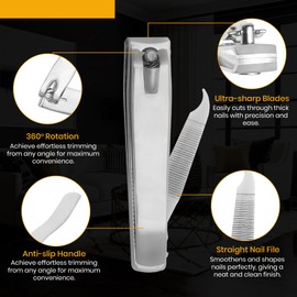 Comtech Impex Nail Clippers Set for Men & Women, Stainless Steel Nail Clipper for Thick Nails, Toenail Clippers 2 Pcs Nail Cutter for Fingernails Clippers (Silver)