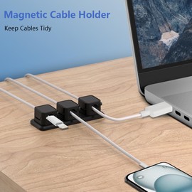 Alaoo Cord Organizer Holder Base, 3 * 3 Slots Magnetic Cable Tidy, Desk Cable Clip Management, Desktop Cord Wire Cable Clips Keeper, Wire Charger Holder for Home Car Office Desk Use (Black)