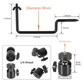 BLAZEVIDEO 4 Pack Trail Camera Tree Mount with 1/4"-20 Screw Mini Ball Head, Durable 360° Adjustable 5KG Heavy Duty Support for Hunting, Wildlife Monitoring & Outdoor Security (Black)