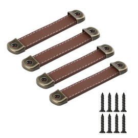 SYDARSYN Pack of 4 Leather Handles, Furniture Handles, Antique Cupboard Handle, Door Handle, Handmade Leather Drawer Handle, Chest of Drawers, Cabinet Knobs, Furniture Kitchen Pulls Knobs, 96 mm