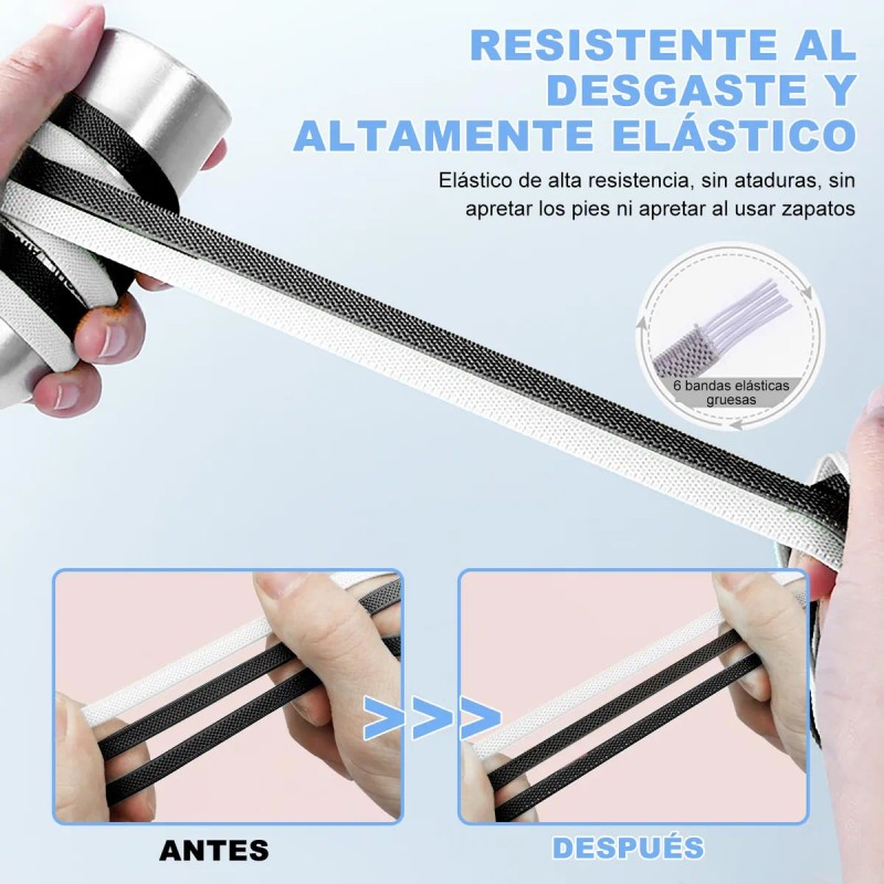 6 Pares Agujetas Sin Nudo Elásticas Hebilla Metal Parazapato