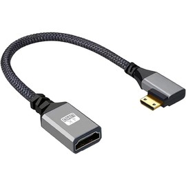 Komost Mini HDMI to HDMI Adapter Cable -Mini HDMI Male to HDMI Female Cord with 4K 60Hz HDR, 3D Support for Raspberry Pi, DSLR Cameras, Laptops | Ideal for Monitors, HDTVs, Projectors (Right)