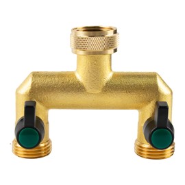 Gleiven Garden Hose Splitter, 3/4" Tap T Splitter, T-Shape Valve, 2-Way Tap Connector with Individual On/Off