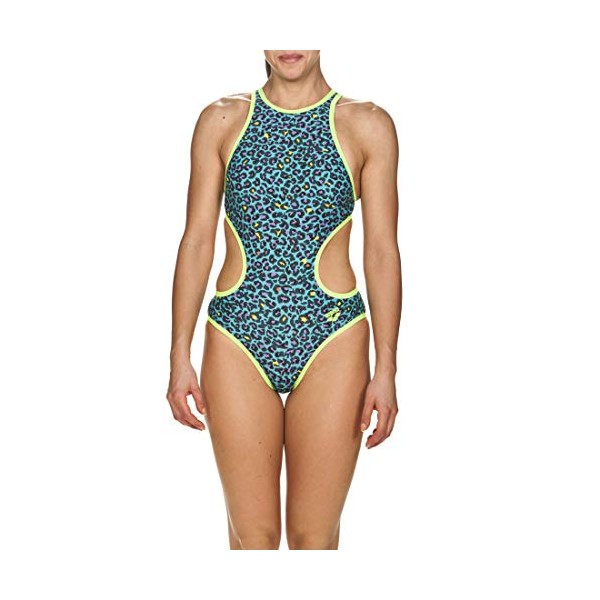 Arena The One Leopard Print MaxLife One Piece Swimsuit, Turquoise - Shiny Green, 26