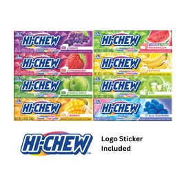 HI-CHEW Variety Sticks, 8-Pack, Soft & Chewy Candy, 1.76oz Each - Made with Immensely Juicy Fruity Flavors - Grape, Strawberry, Green Apple, Mango, Watermelon, Banana, Kiwi & Blue Raspberry