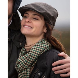 WALKER AND HAWKES - Wax Edmond Flat Cap w/Foldable Ear Flaps - Brown - Large (59cm)