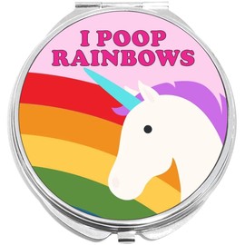 NewCharms I Poop Rainbows Compact with Mirrors - Perfect Pocket and Purse Size Folding Mirror for Applying Make Up Anywhere