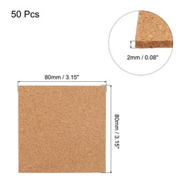 uxcell 50pcs Self Adhesive Cork Coasters 3.1"x 3.1"x 0.08" Cork Mats Cork Tiles Cork Backing Sheets Mini Wall Cork Board for Coasters and DIY Crafts, Square