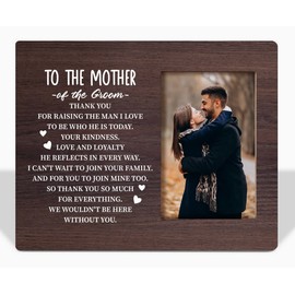To Mother-in-Law Wedding Gifts Picture Frame, Thanks for Raising the Man I Love, Tabletop Picture Frame Plaque Gift, Gift from Bride on Wedding Day for Groom's Mom, Mother of the Groom Wedding Gift