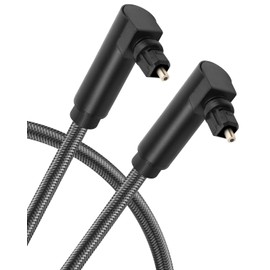 RIIEYOCA 90 Degree Optical Cable for Soundbar to TV, Right Angled Toslink Plug Digital Optical Audio Cable for Home Cinema, Stereo System (1m / 3.28ft)