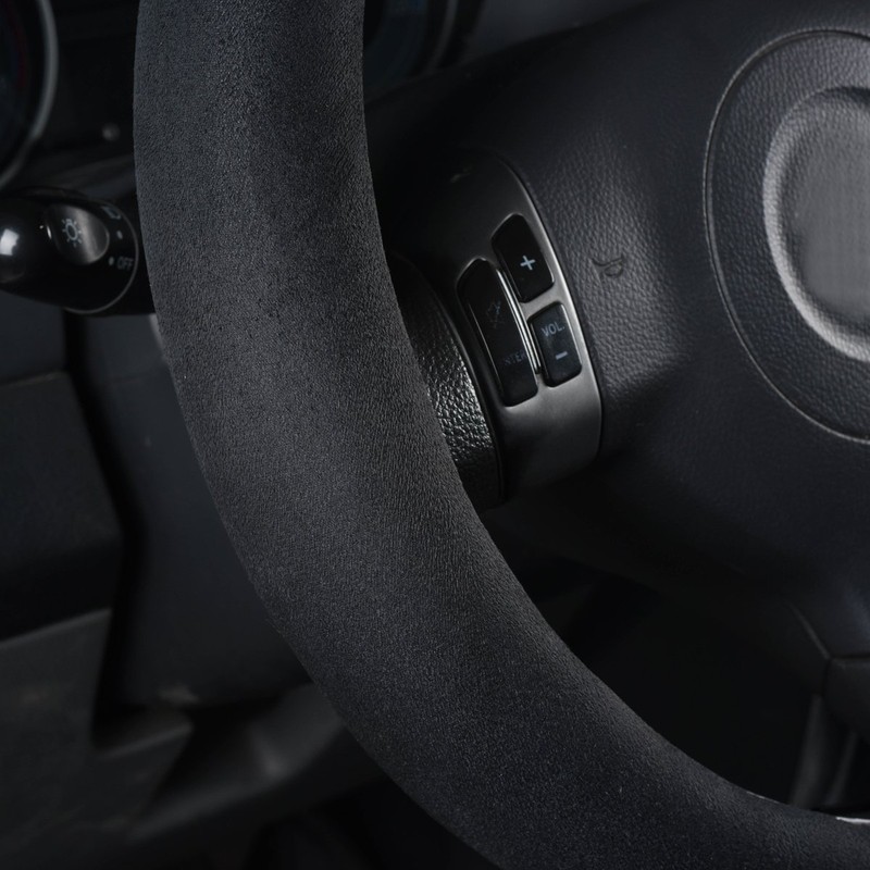 CAR Pass Black Faux Suede 14.5-15 Inch Memory Foam Steering
