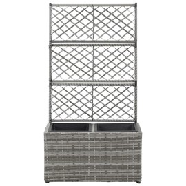 YITHOPI Planter Above Ground Garden Bed Herb Garden Planter Trellis Raised Bed with 2 Pots 22.8" x 11.8" x 42.1" Poly Rattan Gray Easy to Assemble for Backyard Patio Deck Lawn