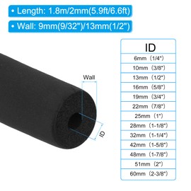 PATIKIL 1-1/4"(32mm) ID x 6Ft Pipe Insulation Foam Tube, Pipe Cover Wrap Roll Bar Padding Tubing with Wrapping for Handle Grip HVAC Air Conditioner