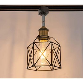 Kiven H System Track Lighting Heads,Vintage Loft Design, Black Basket Cage Track Mount Light,Adjustable Decorative Lighting Fixture for Kitchen Island Hotel Shop and Bar,Black - 1 Pack