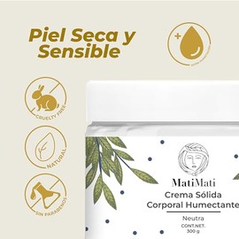 Crema Corporal Humectante Neutra MatiMati Para piel extra seca, Extra humectación, Anti-enrojecimiento 300 g