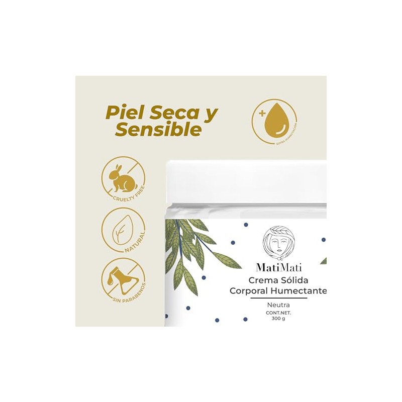 Crema Corporal Humectante Neutra MatiMati Para piel extra seca, Extra