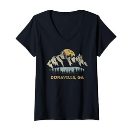 Womens Doraville Georgia Mountain Sunset Sunrise GA V-Neck T-Shirt